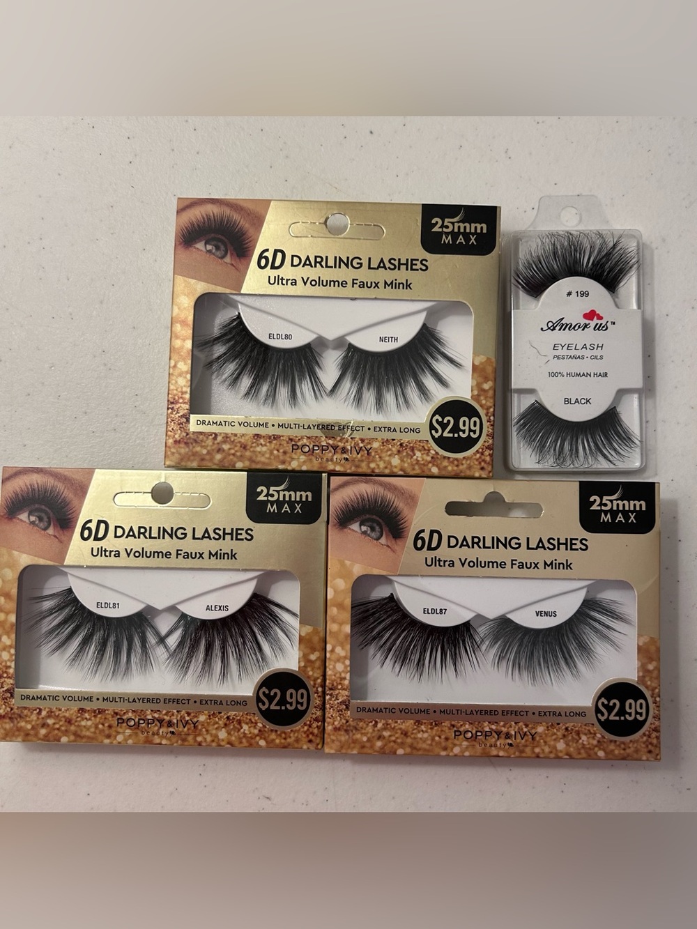 6D Darling Lashes Kits Ultra Volume Faux Mink Black plus Human Hair Set